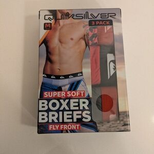 Quiksilver Super Soft Boxer Briefs 3-Pack - Red with Pattern, Black, Red